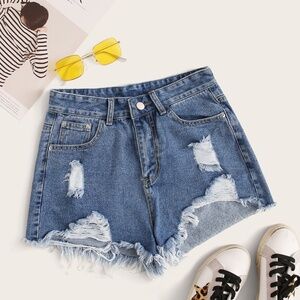 High Waist Shorts Ribbed with Raw Hem